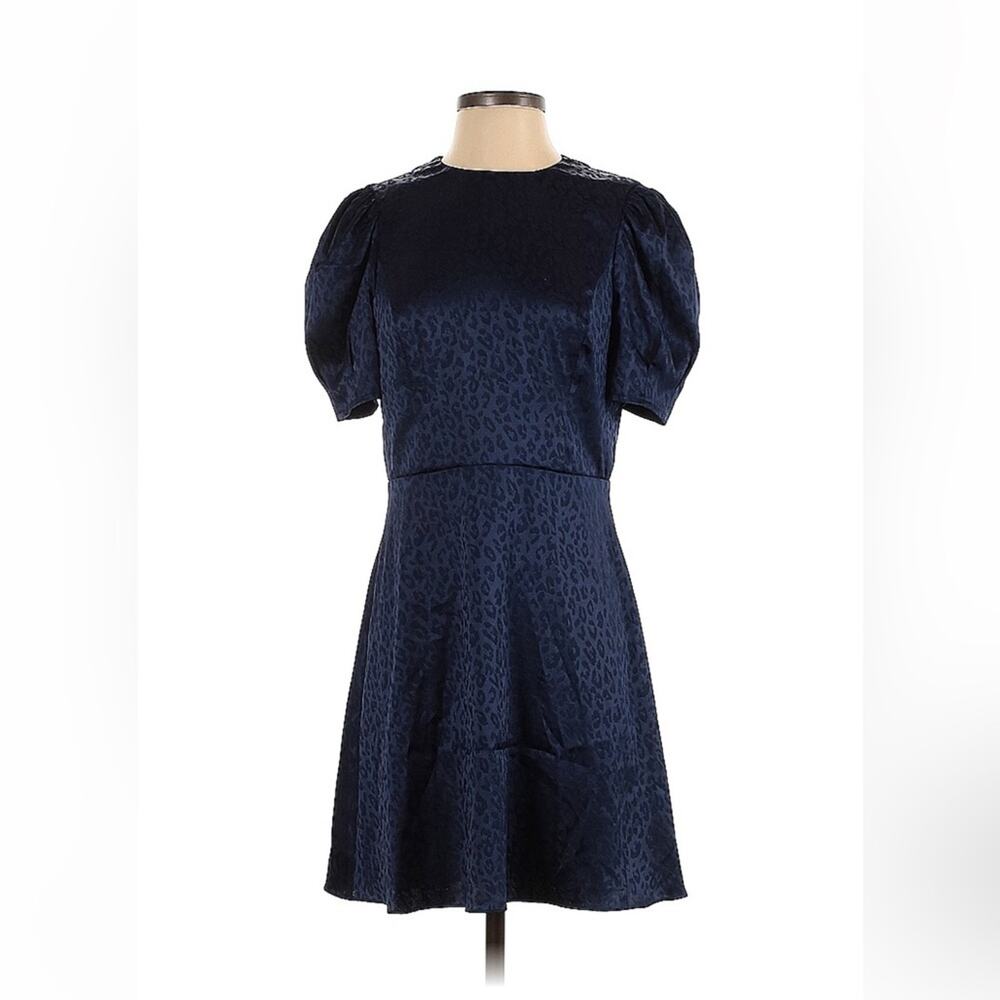 INA silky blue leopard print party dress, size‎ small
